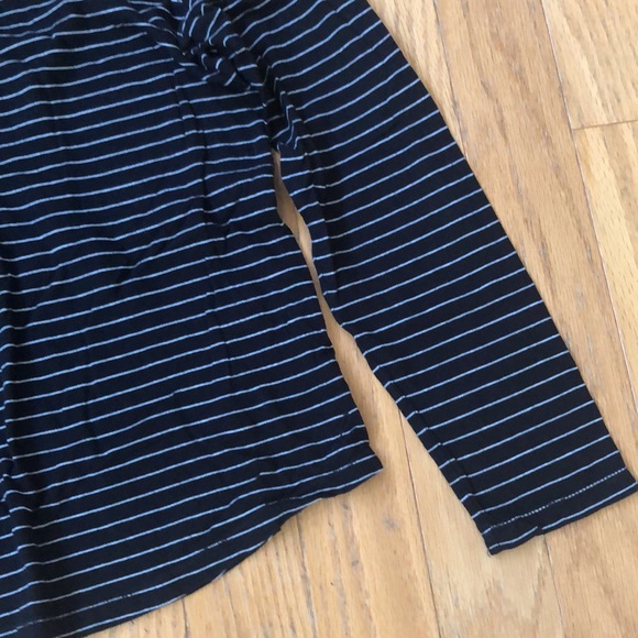 H&M Organic Long Sleeve Striped Scoop Neck Henley w/ Buttons - Black and White - Picture 6 of 12